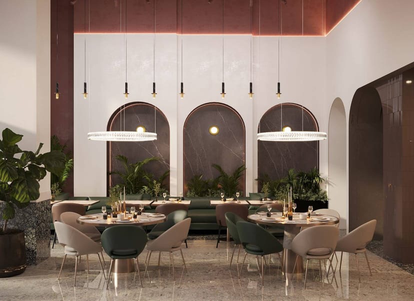 Upscale QEUZ restaurant venue for elegant corporate board meetings and celebratory dinners.