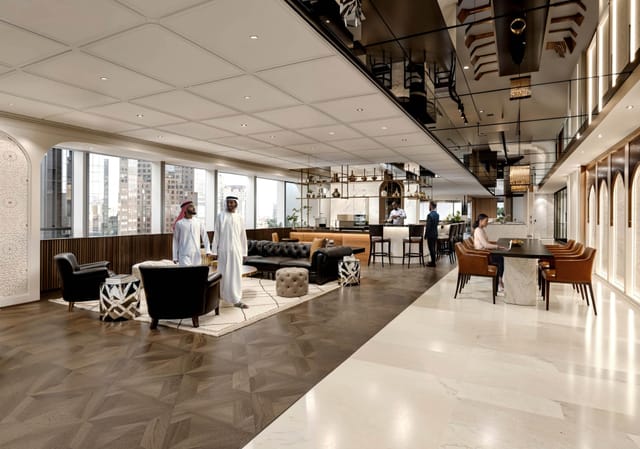 Modern Class Offices breakout lounge for VIP hospitality and networking events.