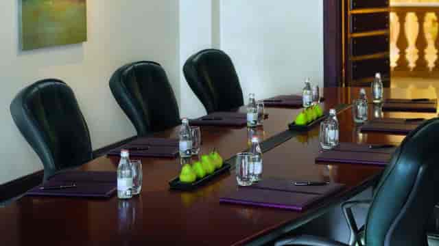 Jeddah Meeting Room with boardroom setup for executive corporate events and business conferences.