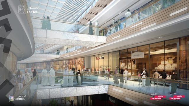 Modern multi-level retail atrium in The Avenues Riyadh for brand activations and networking events.