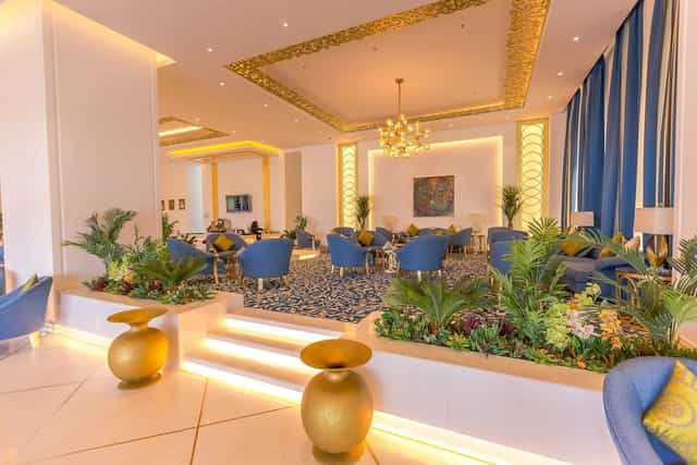 Brilliant Hall lounge at Iridium Taif Hotel: luxury tiered networking space for corporate events.