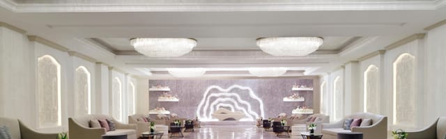 Al Jawhara Ballroom 2 with ambient lighting for luxury networking events and VIP receptions.
