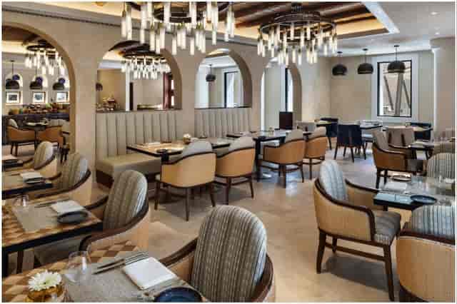 Medheef restaurant at Bab Samhan: upscale banquet seating for corporate events and fine dining.