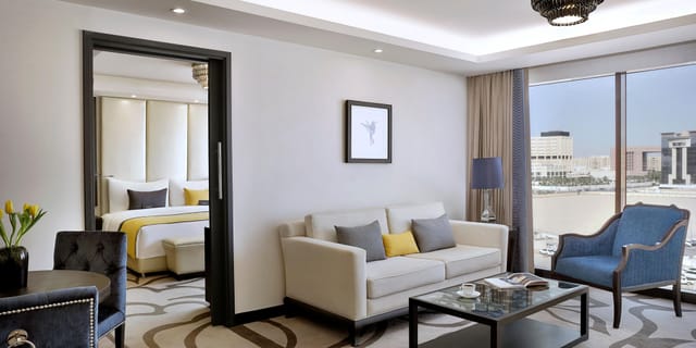 Luxury Riyadh hotel suite for executive meetings and VIP event speakers.