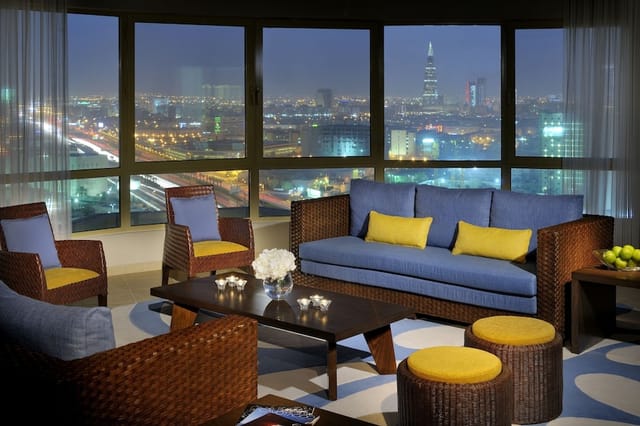 Riyadh Marriott Convention Center lounge with modern furnishings for networking events