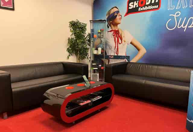 Docklands Suite trade show booth lounge for professional corporate networking and event exhibitions.