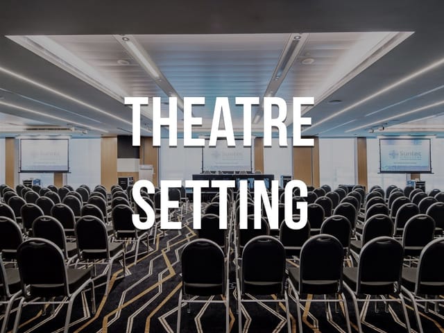 Theatre-style conference room at Suntec City for corporate events and plenary sessions.