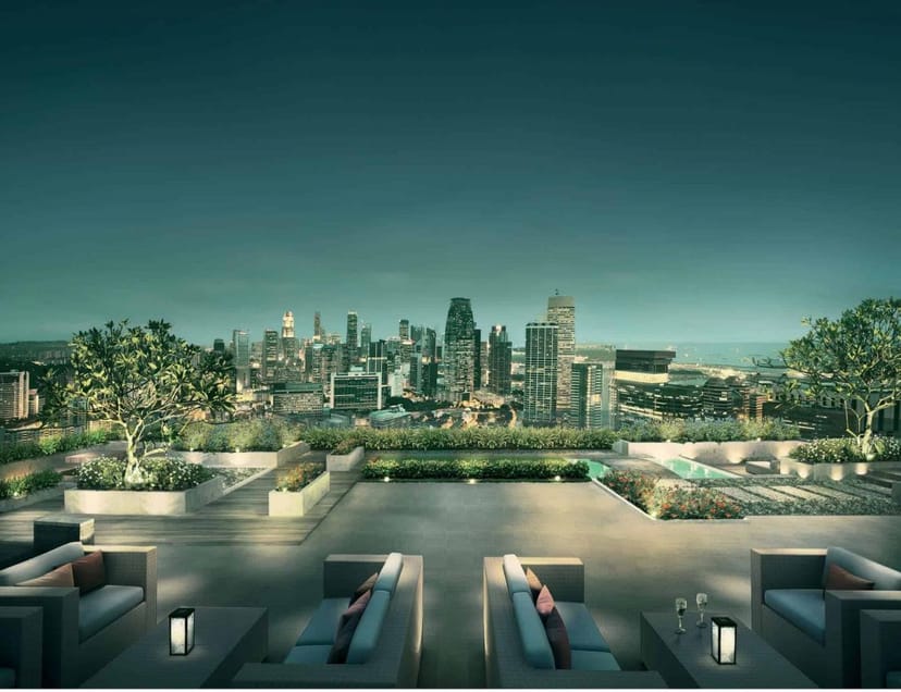 Sky terrace rooftop venue with city skyline, perfect for VIP networking and corporate events.