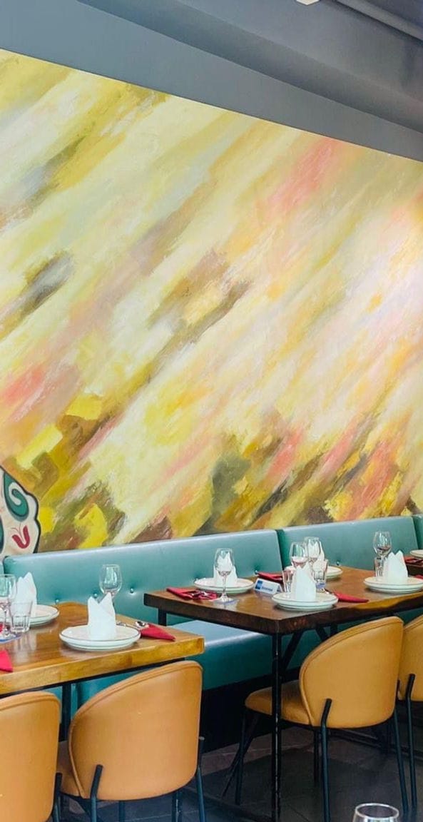 Salt & Pepper Restaurant mural, vibrant event venue space for corporate meetings and social galas.
