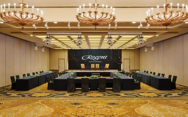 U-shape setup in Conrad Singapore Orchard ballroom for executive meetings and professional panels.