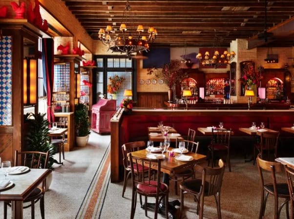 Private dining room at Dirty French with warm lighting for corporate dinners and VIP events.