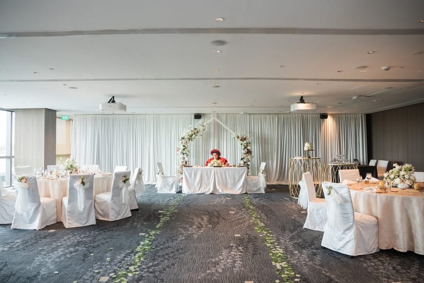 Laguna Ballroom wedding reception with elegant decor, ideal for luxury hotel wedding ceremonies.