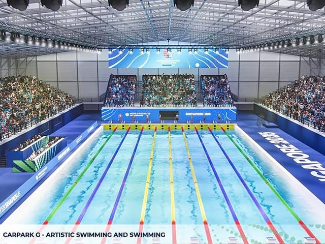 Singapore Sports Hub Aquatic Center: Large-scale swim meet hosting venue.