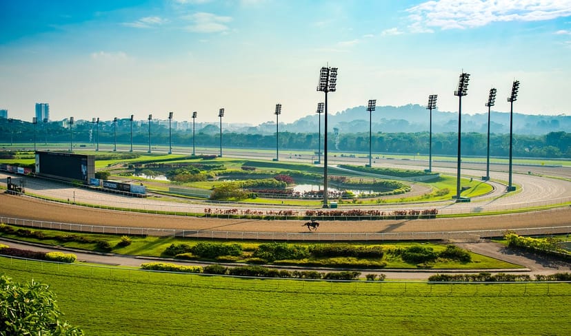 Singapore Turf Club corporate boxes: tiered outdoor venue for hospitality and festival events.