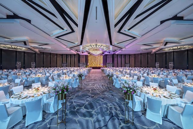 Grand Atrium Ballroom gala venue with architectural ceiling, ideal for awards banquet event space.