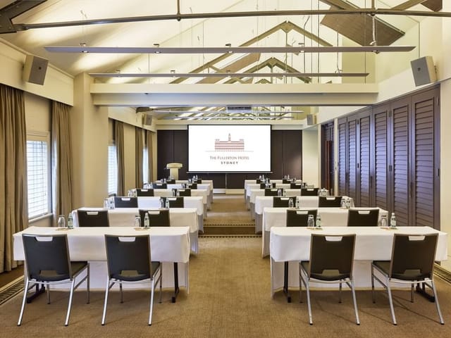 Heritage Ballroom classroom setup at The Fullerton Hotel Sydney for training seminars.
