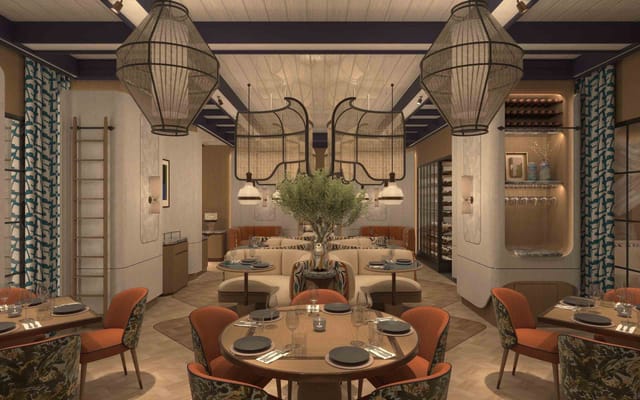 Elegant Maison Boulud dining room for upscale private dinners and VIP client networking events.