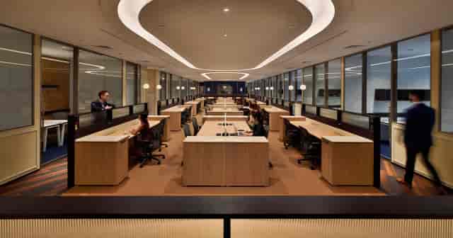 Modern meeting room at The Work Project CapitaSky with rigid, linear layout for corporate events.