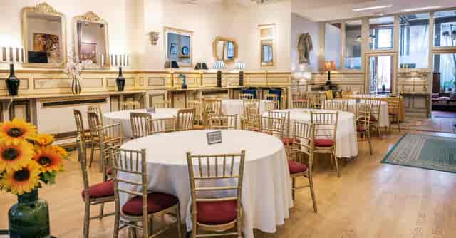 Lumiere London Palladio Room: elegant banquet, cocktail reception.