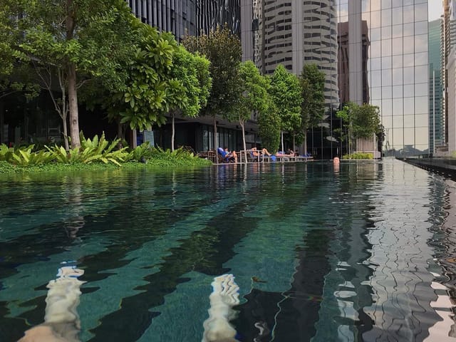 Dorsett Singapore rooftop pool deck, an upscale venue for corporate incentive trips and receptions.