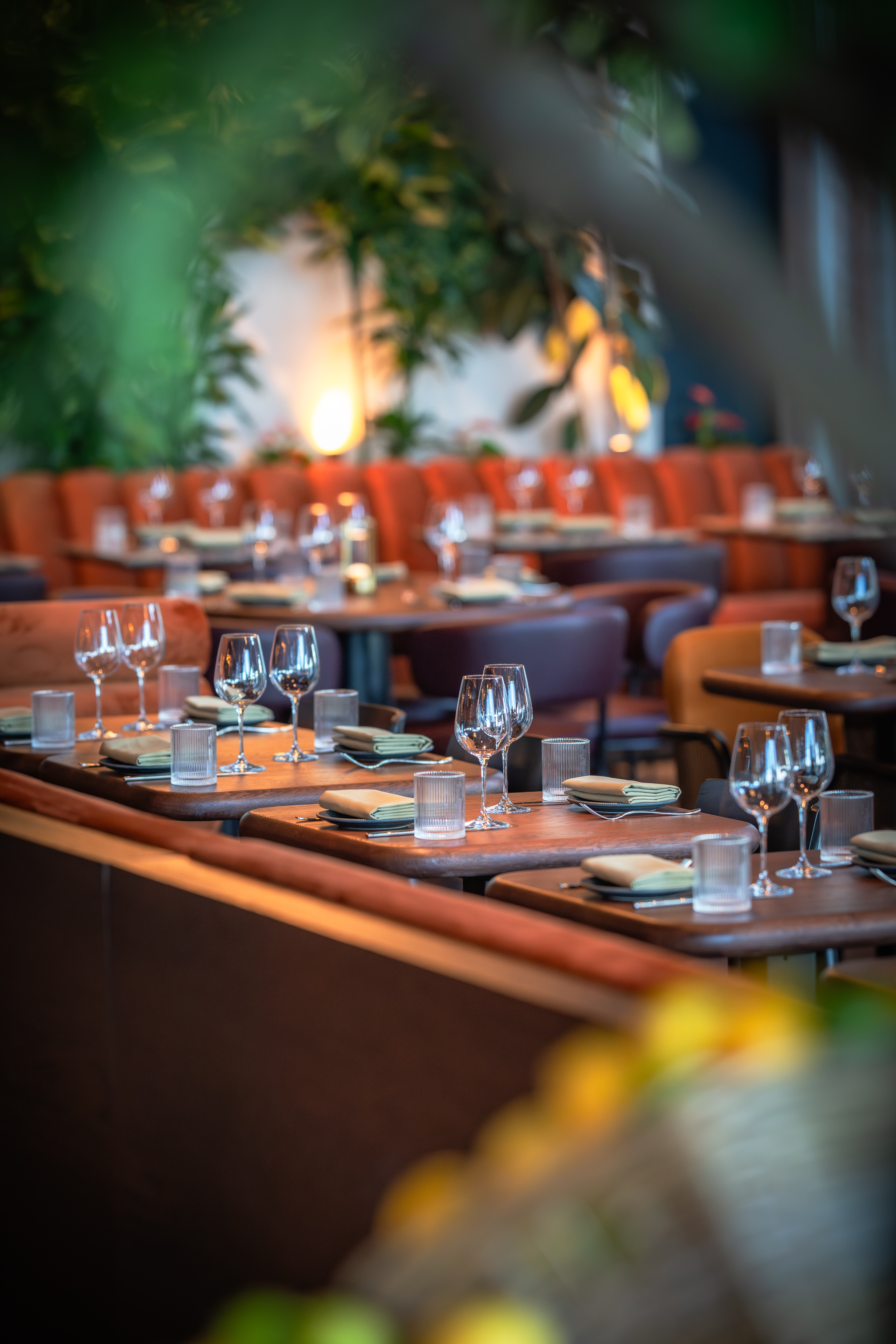 Elegant dining setup in Agora Hall, HERA Restaurant for upscale corporate events. - Banner