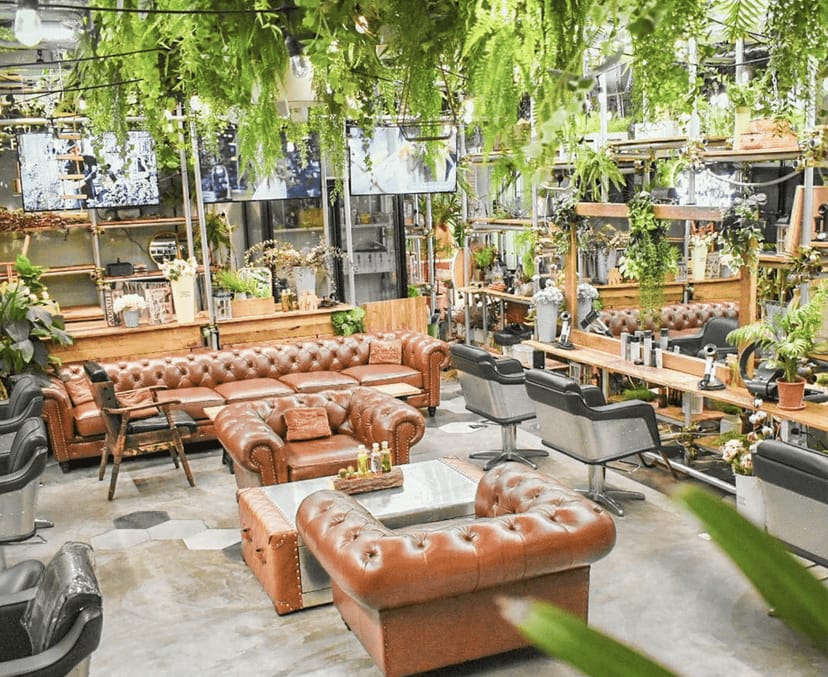 Industrial-chic garden restaurant with lounge seating for high-end experiential events and activations.