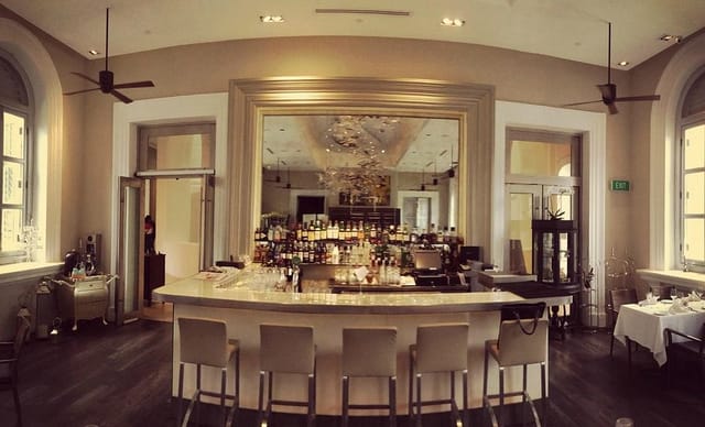 Upscale dining room at Flutes Restaurant, perfect for corporate networking and cocktail events.