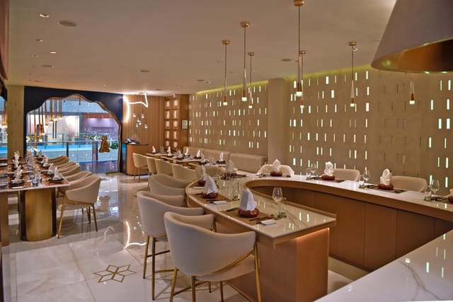Upscale Chef’s Table private dining room for intimate corporate events and VIP board meetings.