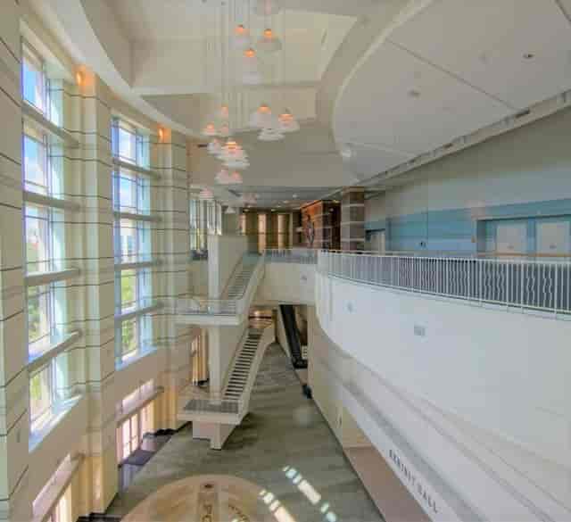 Modern Fort Worth Convention Center ballroom foyer for professional corporate event networking.