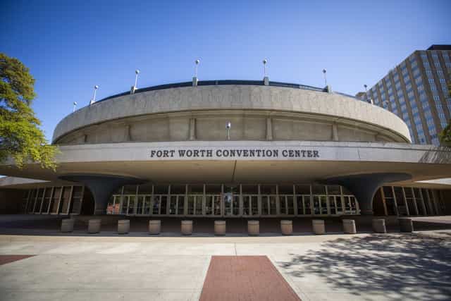 Fort Worth Convention Center exterior arrival area for corporate conferences and trade shows.