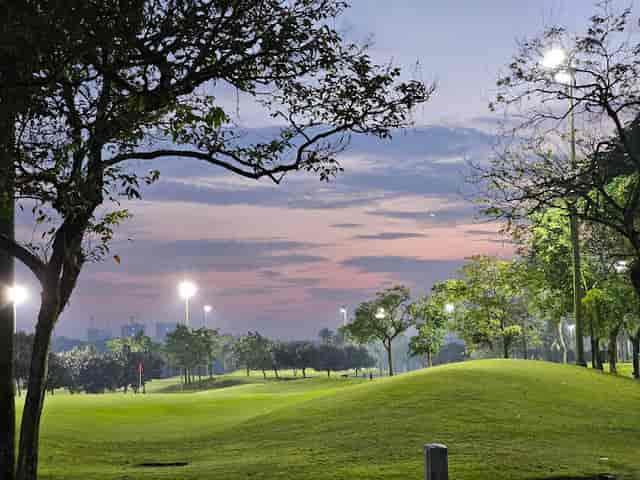 Outdoor wedding venue at Orchid Country Club for evening receptions and corporate events.