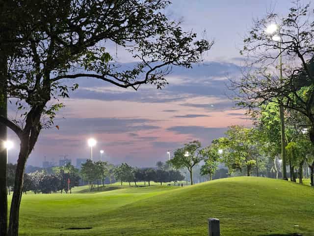 Outdoor wedding venue at Orchid Country Club for evening receptions and corporate events.