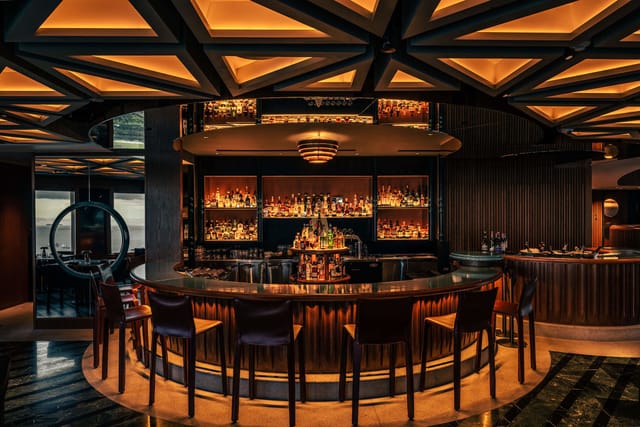 The Hideout lounge with ambient lighting for upscale networking and corporate cocktail events.