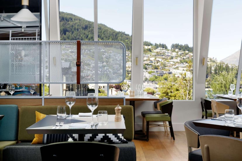 Bazaar Restaurant QT Queenstown: bright, upscale venue for corporate breakfast and executive lunch.