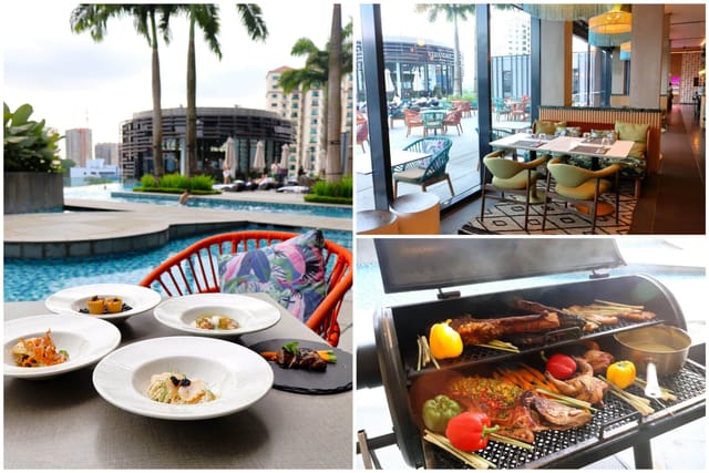 Alexandra Hotel poolside suite with live BBQ station for corporate events and luxury receptions.