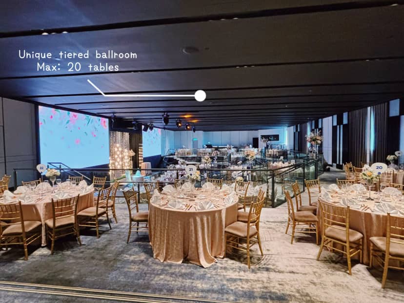 Claymore Ballroom tiered layout for gala dinners and social events.