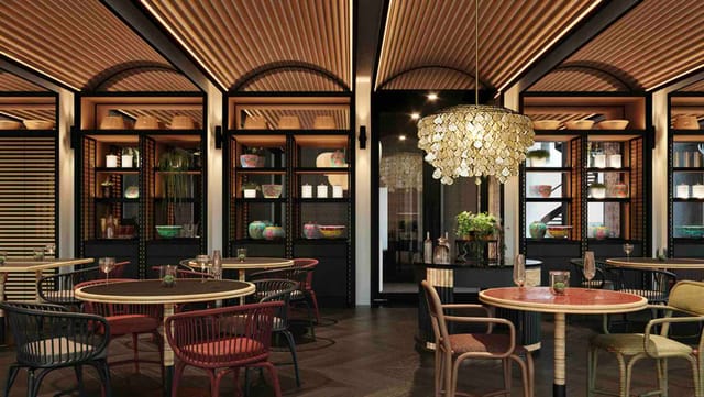 Upscale rooftop restaurant for executive dinners and networking events in Quenino.