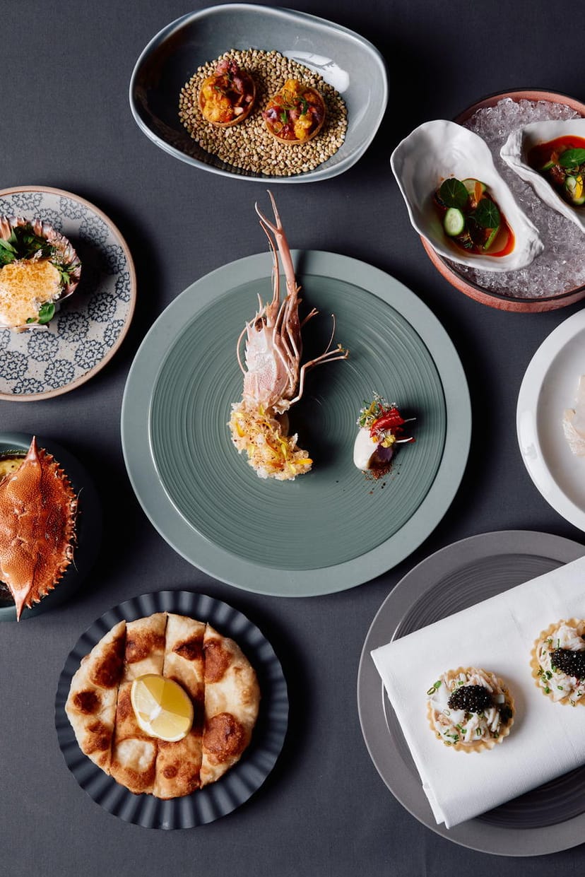 Artistic plated starter at Quenino by Victor Liong for premium gala or VIP executive dining.