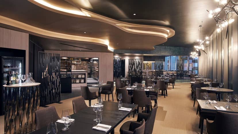 Kaarla 1-Arden dining room for corporate events and VIP dinners with architectural ceiling design.