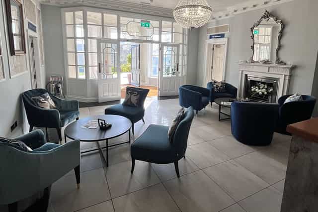 Stylish lounge in Old Palace Chester, ideal for networking and informal meetings.