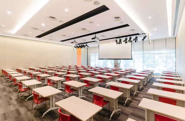 Classroom at A. Space with AV projection for professional training and workshops.