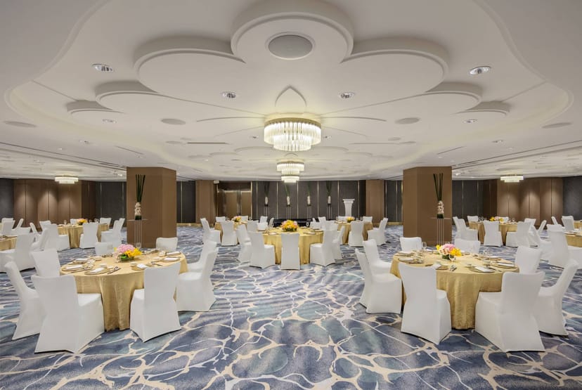 Atrium Ballroom at Raffles City: elegant banquet hall for conferences and events.