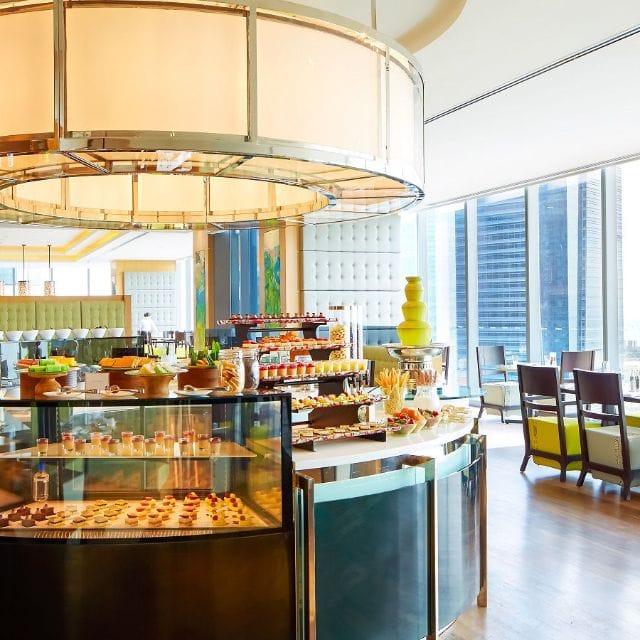 Elegant buffet setup in Seasonal Tastes, The Westin Singapore for networking events.