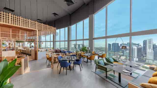 Upscale restaurant in Swissotel The Stamford, Singapore, ideal for corporate events and meetings.