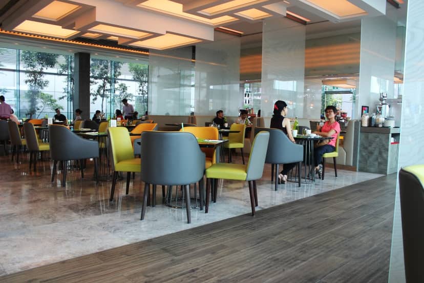 Modern dining space at Makan@Jen, ideal for networking events and meetings.