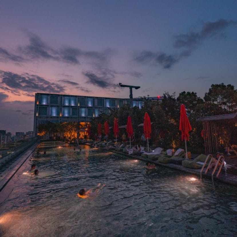 Rooftop pool at Trippi, Singapore: elegant venue for networking and receptions.