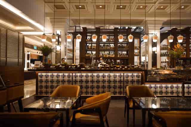 Semi-private dining room at 15 Stamford, upscale meetings and events in Singapore.