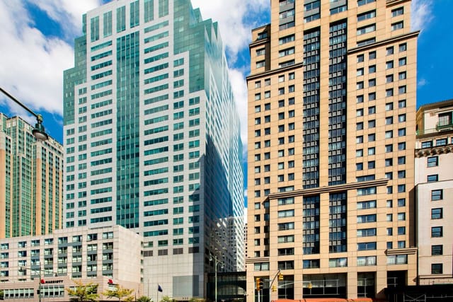 Ballroom at NY Marriott Brooklyn Bridge for corporate conferences and business summits.