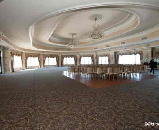 Grand Ballroom at Oheka Castle with theater setup for luxury corporate or social events.