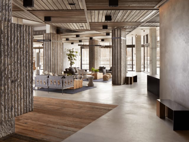 Sophisticated 1 Hotel Brooklyn Bridge screening room for boutique events and networking.
